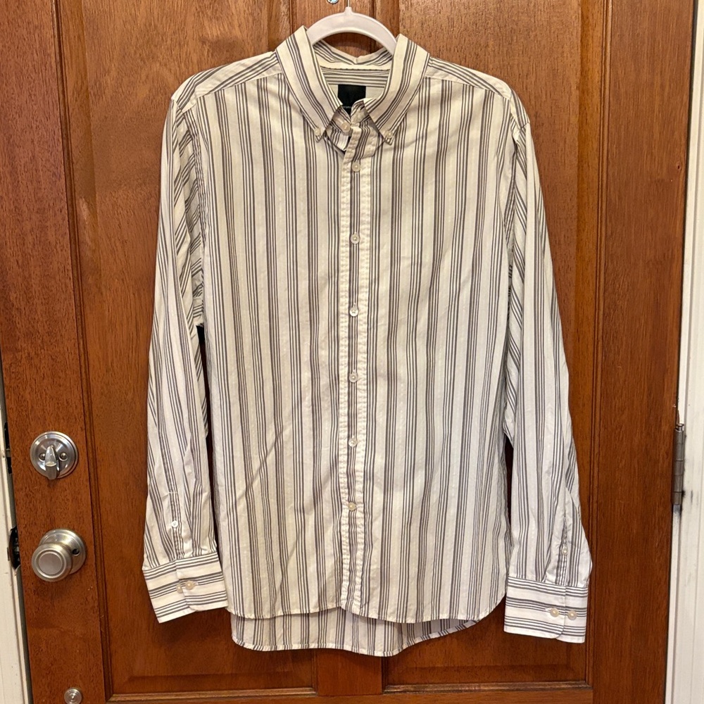 Murano Sport  Gray and White Button Down Men's Shirt